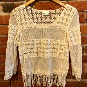 SJS vintage cream fringe shirt
